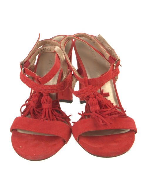 Stuart Weitzman Suede Tassel Accents Sandals