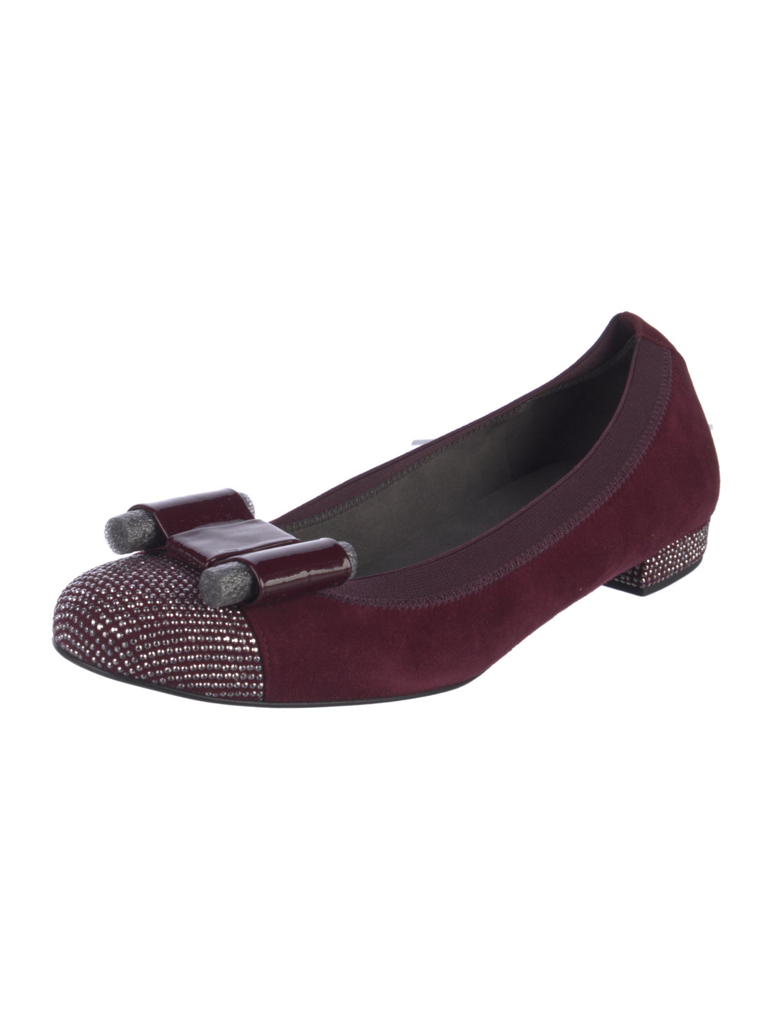 Stuart Weitzman Suede Bow Accents Ballet Flats