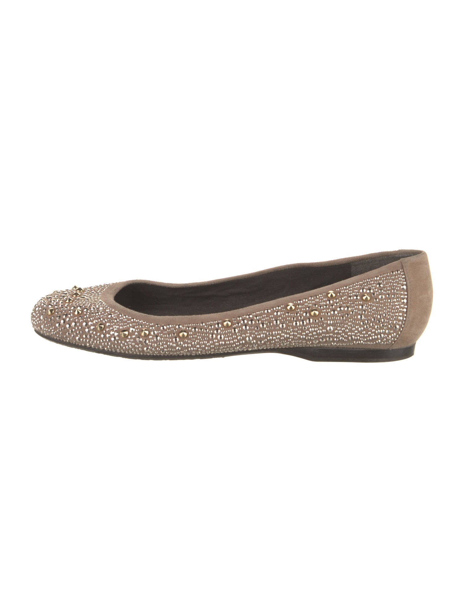 Stuart Weitzman Suede Studded Accents Ballet Flats