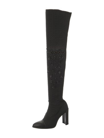 Stuart Weitzman Crystal Embellishments Sock Boots