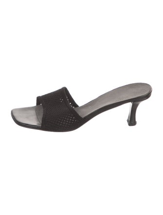 Stuart Weitzman Suede Lasercut Accents Slides