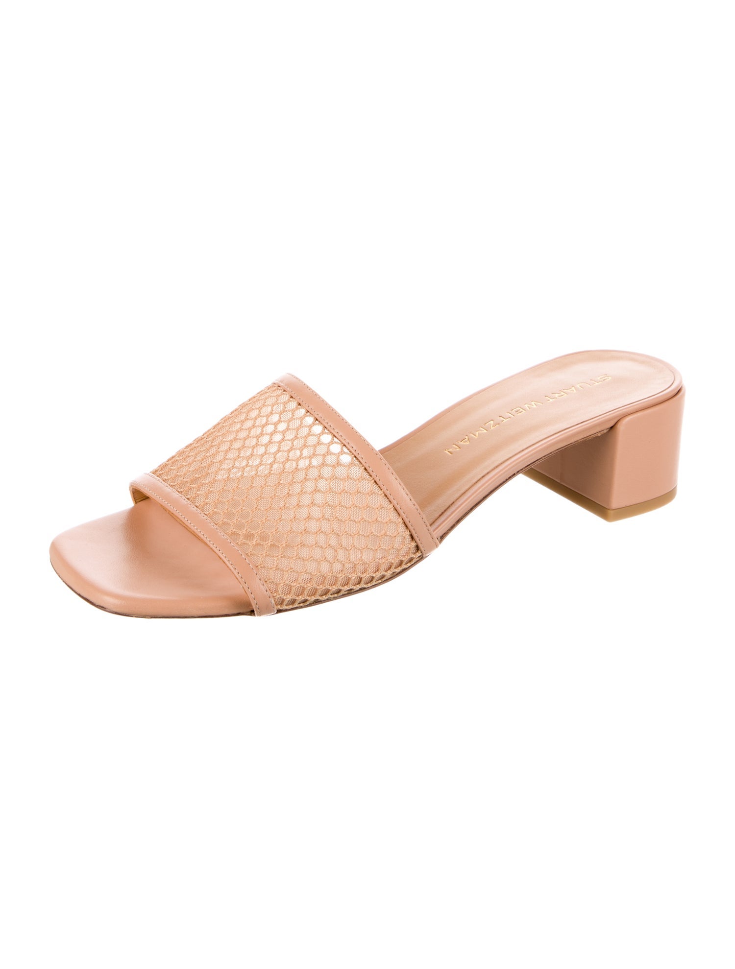 Stuart Weitzman Leather Cutout Accent Slides