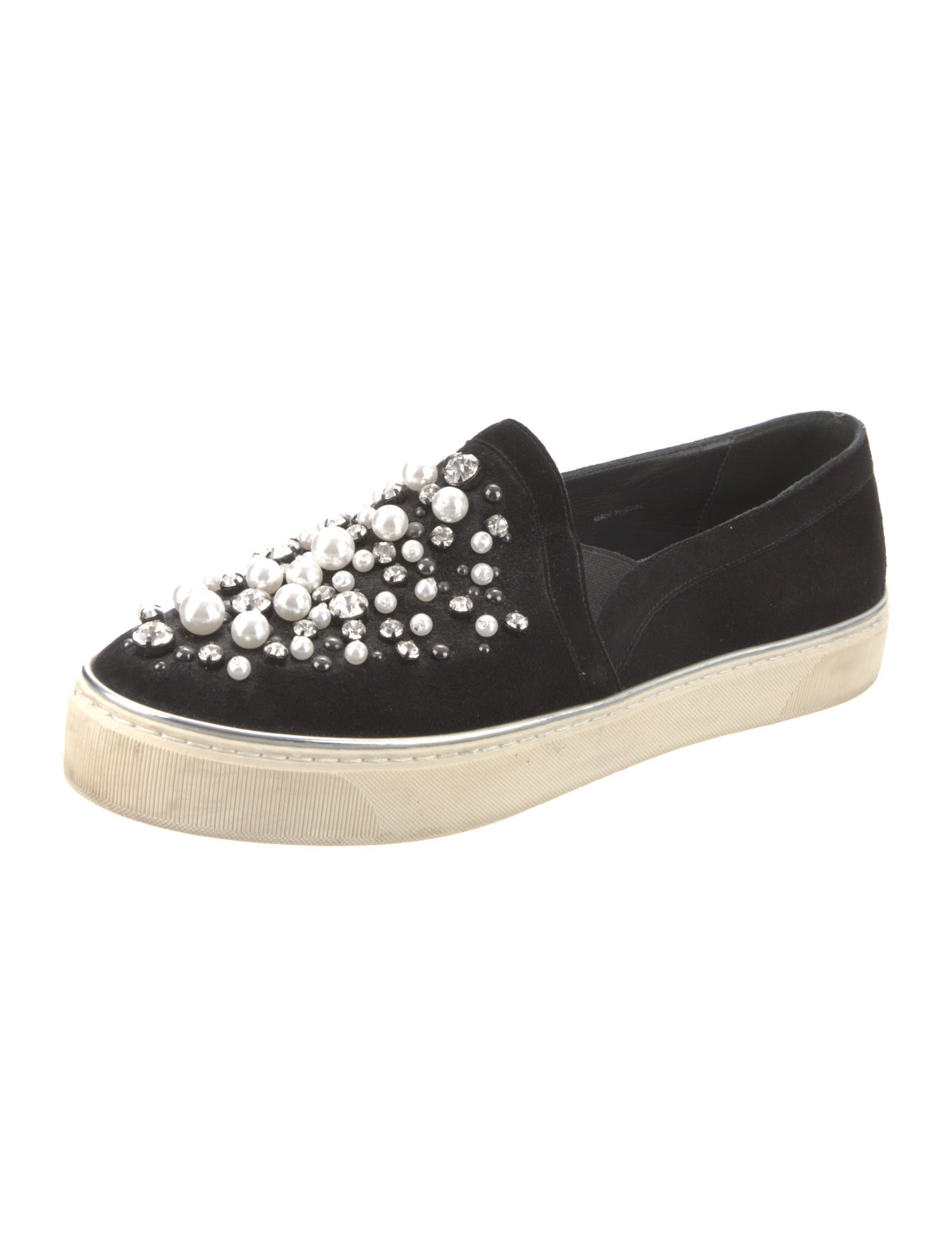 Stuart Weitzman Suede Crystal Embellishments Sneakers