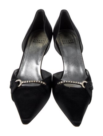 Stuart Weitzman Satin Crystal Embellishments D'Orsay Pumps