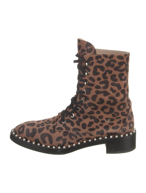 Stuart Weitzman Suede Animal Print Combat Boots