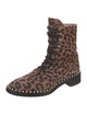 Stuart Weitzman Suede Animal Print Combat Boots