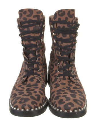 Stuart Weitzman Suede Animal Print Combat Boots