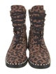 Stuart Weitzman Suede Animal Print Combat Boots
