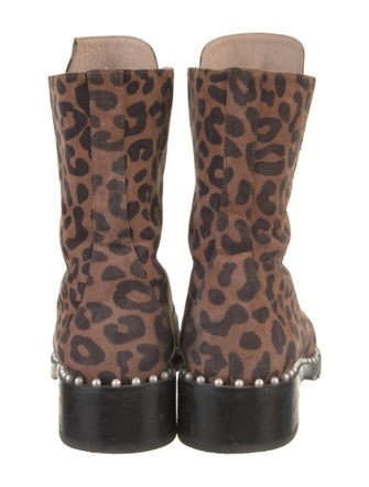 Stuart Weitzman Suede Animal Print Combat Boots