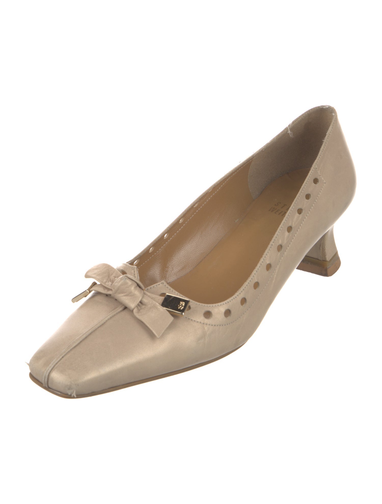 Stuart Weitzman Leather Bow Accents Pumps