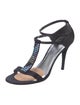 Stuart Weitzman Satin Crystal Embellishments T-Strap Sandals