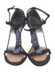 Stuart Weitzman Satin Crystal Embellishments T-Strap Sandals