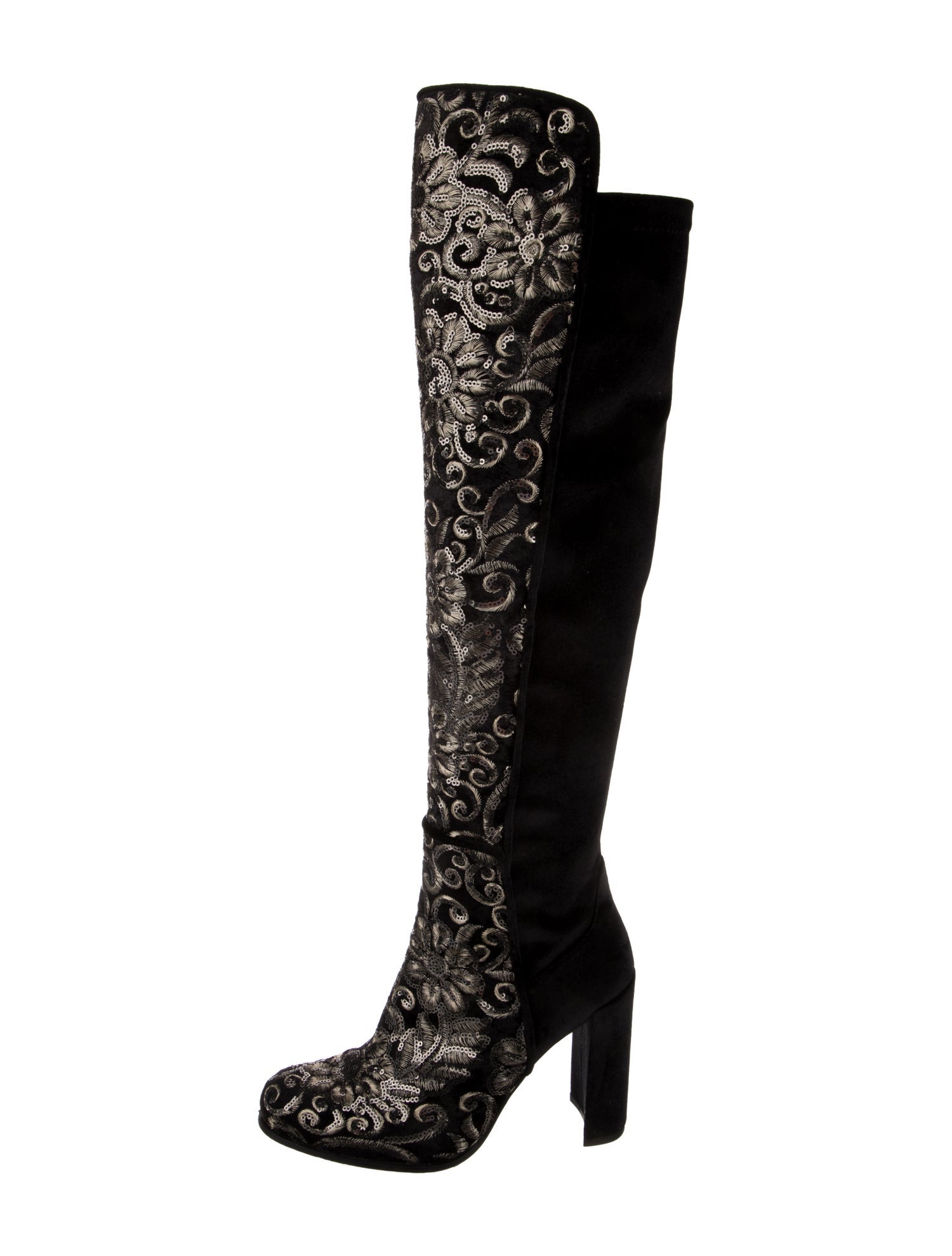 Stuart Weitzman Suede Sequin Embellishments Boots