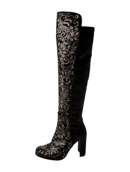 Stuart Weitzman Suede Sequin Embellishments Boots