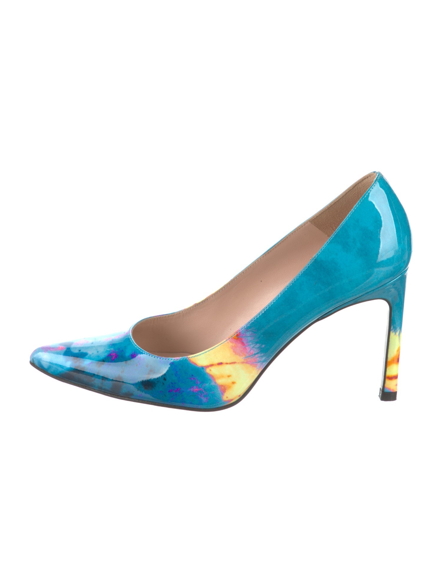 Stuart Weitzman Patent Leather Tie-Dye Print Pumps