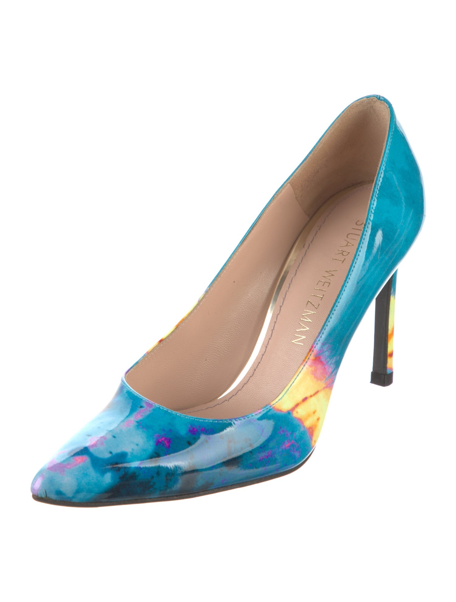 Stuart Weitzman Patent Leather Tie-Dye Print Pumps