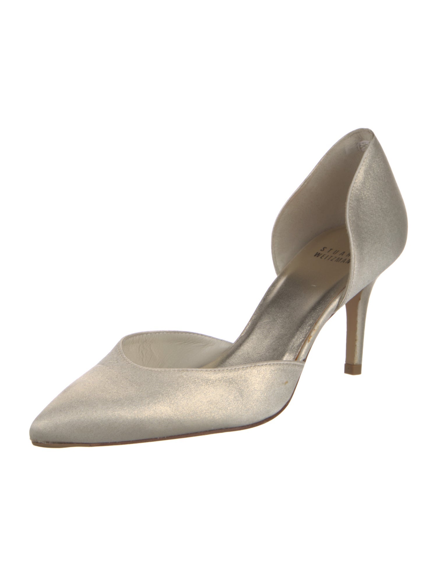 Stuart Weitzman Satin Glitter Accents D'Orsay Pumps