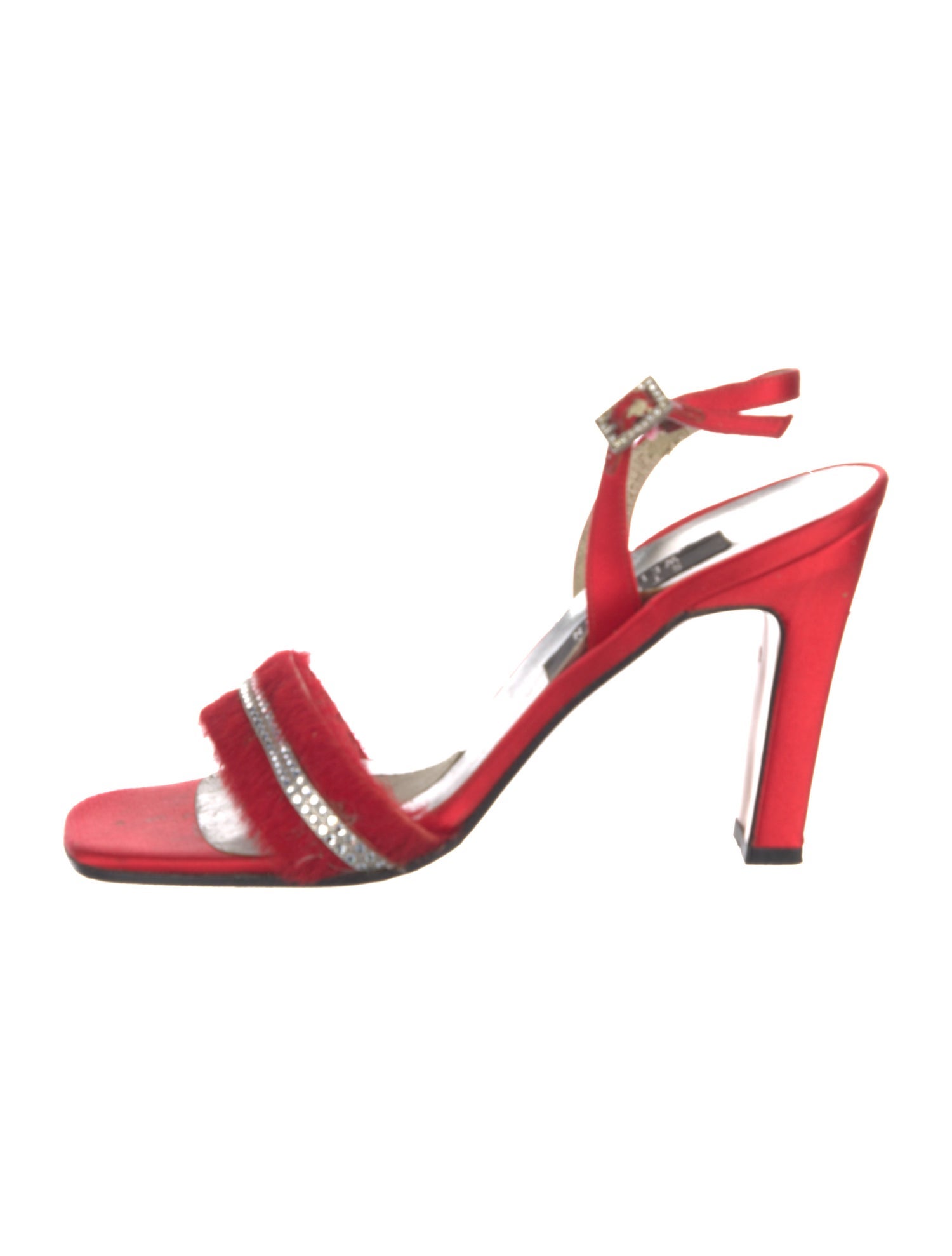 Stuart Weitzman Satin Crystal Embellishments Slingback Sandals