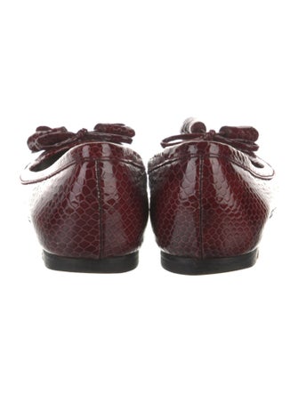 Stuart Weitzman Snakeskin Bow Accents Ballet Flats