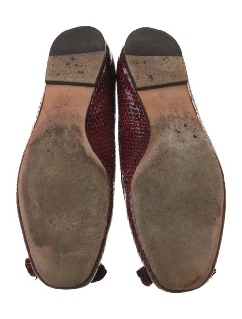 Stuart Weitzman Snakeskin Bow Accents Ballet Flats