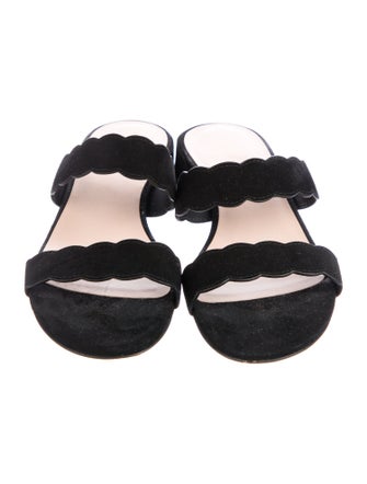 Stuart Weitzman Suede Scalloped Accent Slides