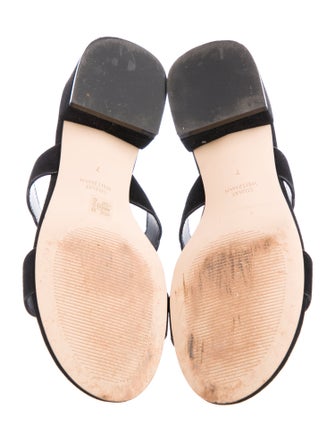 Stuart Weitzman Suede Scalloped Accent Slides