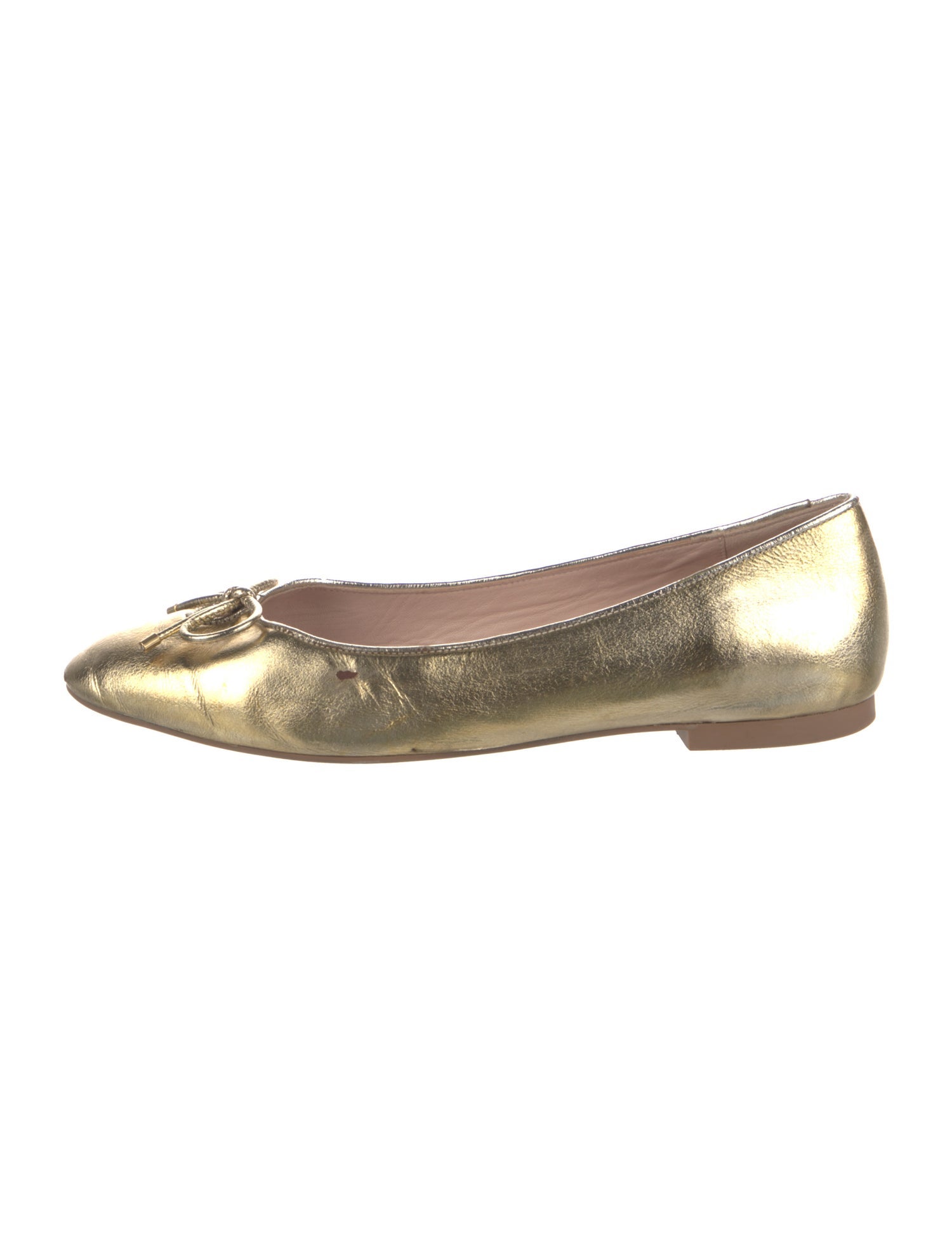 Stuart Weitzman Leather Bow Accents Ballet Flats