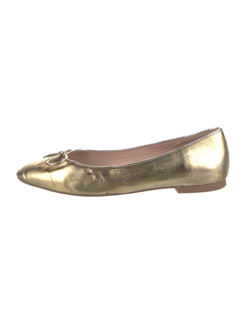 Stuart Weitzman Leather Bow Accents Ballet Flats