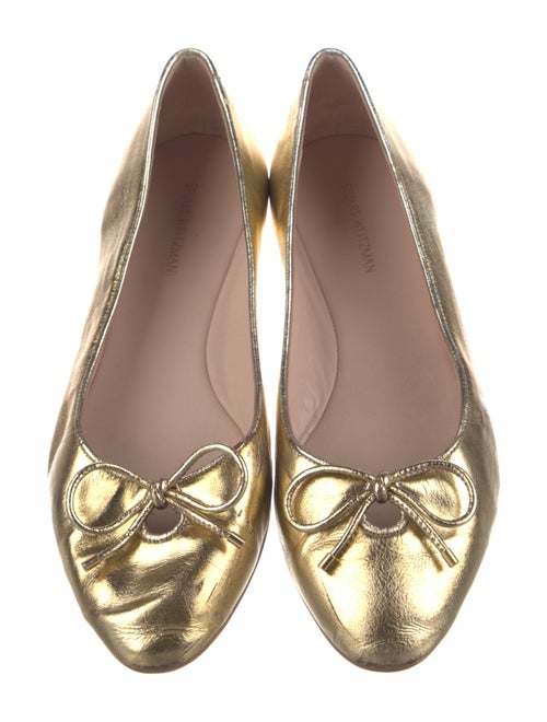 Stuart Weitzman Leather Bow Accents Ballet Flats