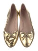 Stuart Weitzman Leather Bow Accents Ballet Flats