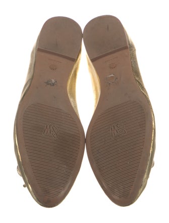 Stuart Weitzman Leather Bow Accents Ballet Flats