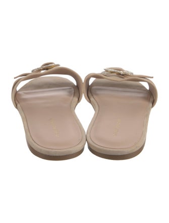 Stuart Weitzman Suede Crystal Embellishments Slides