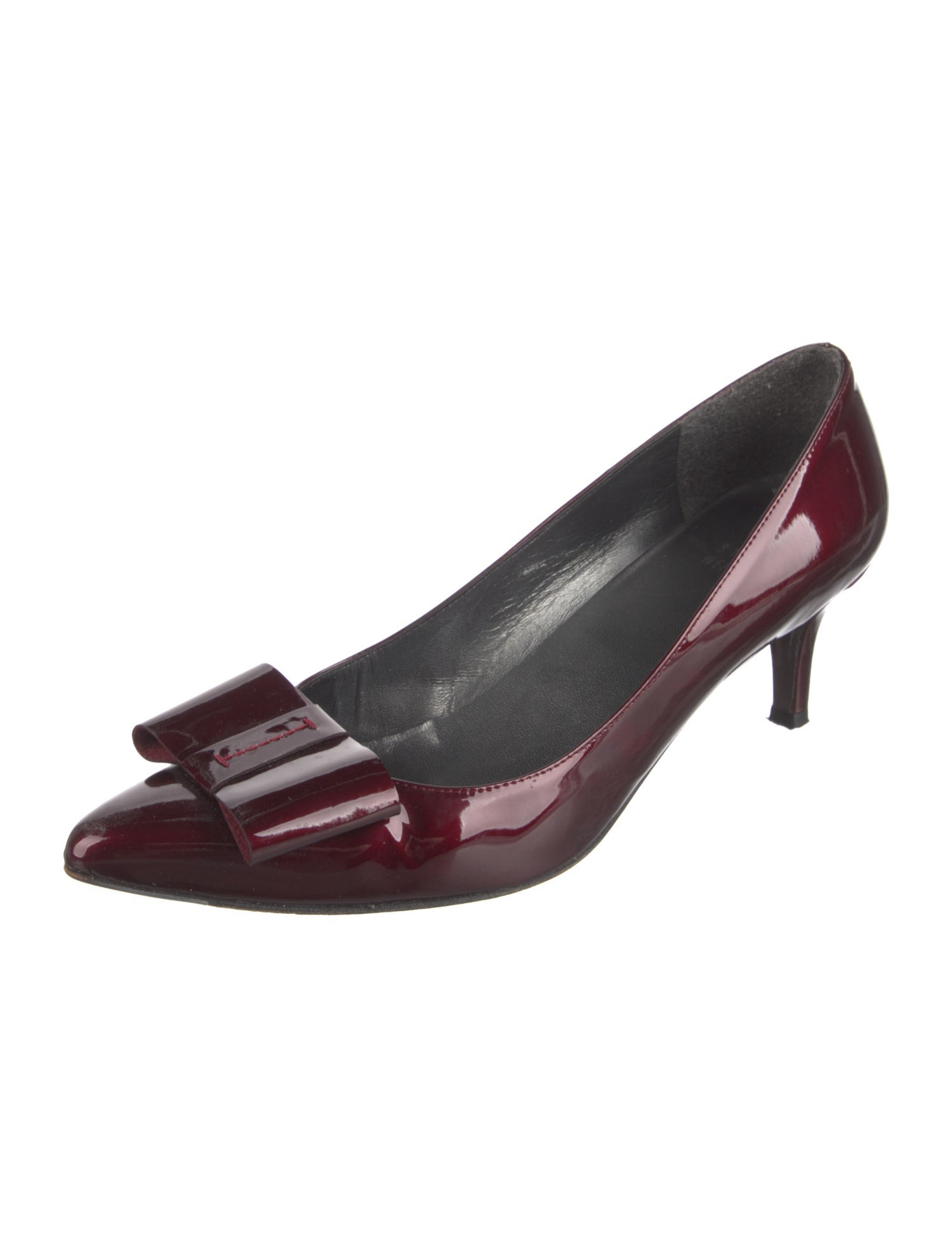 Stuart Weitzman Patent Leather Bow Accents Pumps