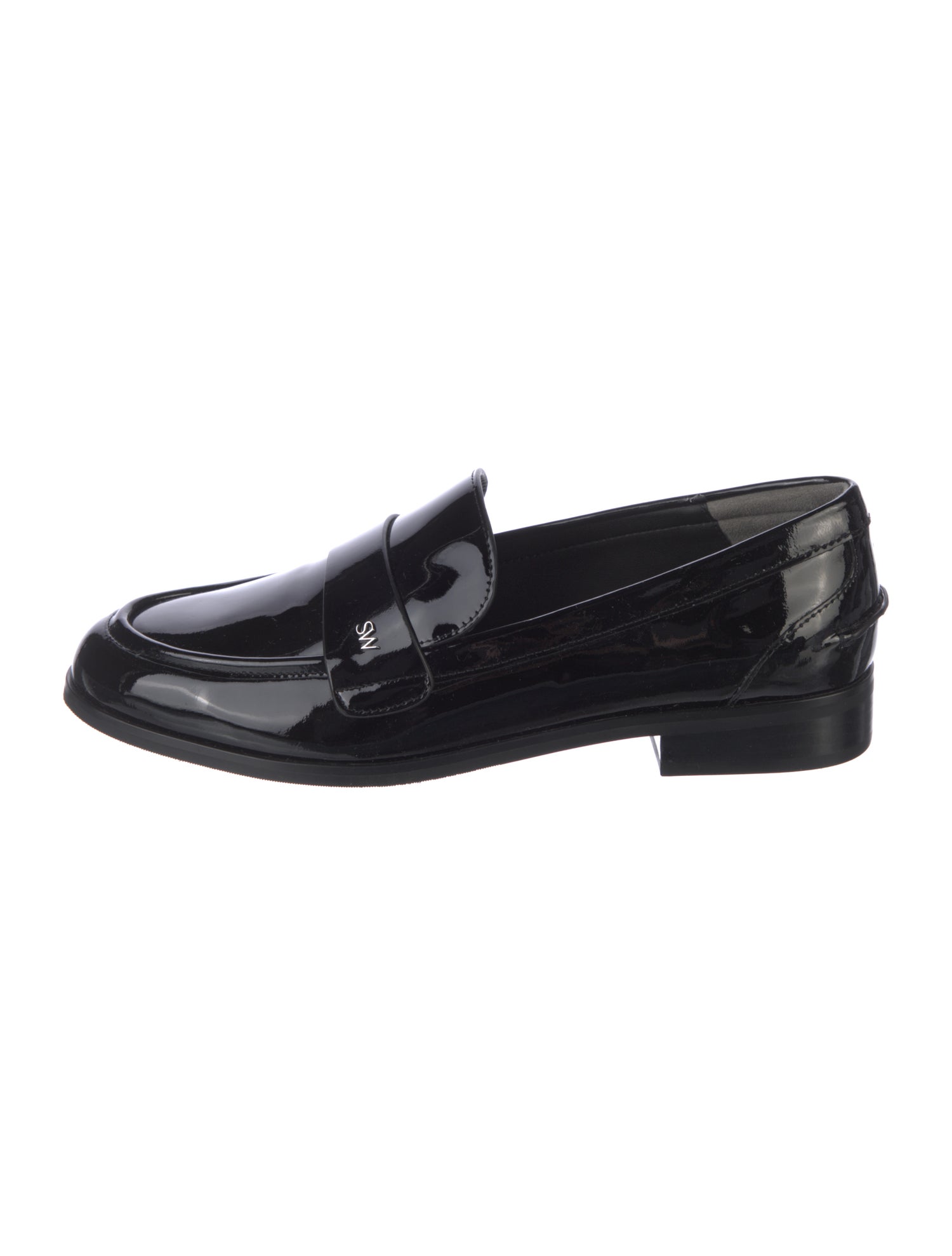 Stuart Weitzman Patent Leather Tassel Accents Loafers