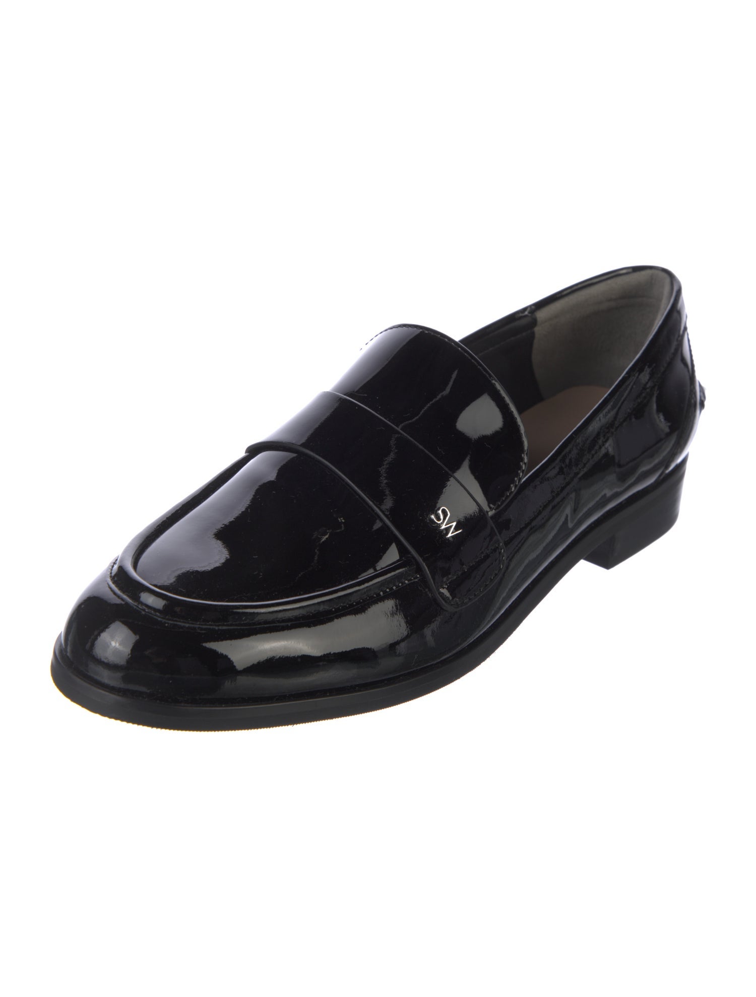 Stuart Weitzman Patent Leather Tassel Accents Loafers