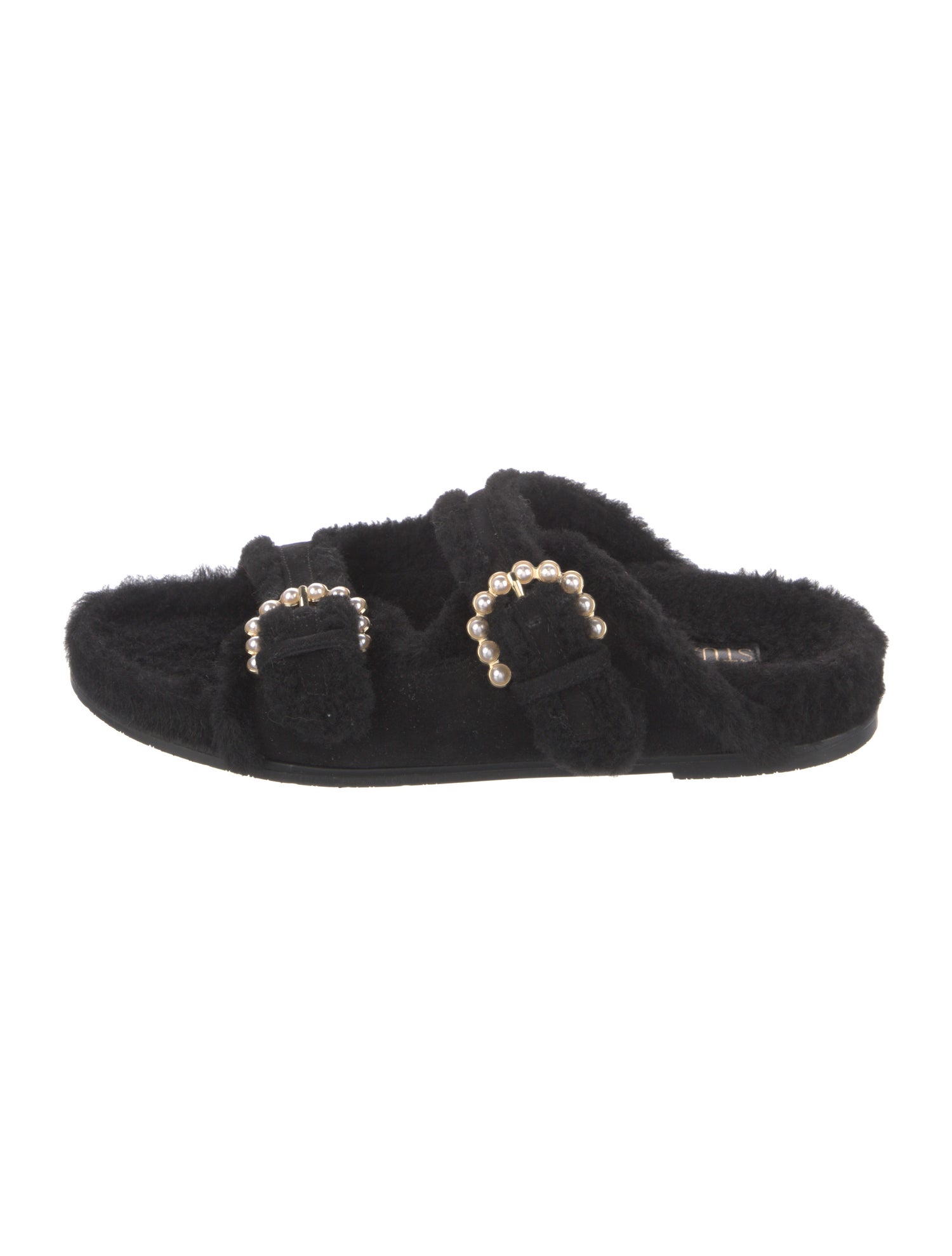 Stuart Weitzman Suede Beaded Accents Slides