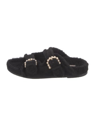 Stuart Weitzman Suede Beaded Accents Slides