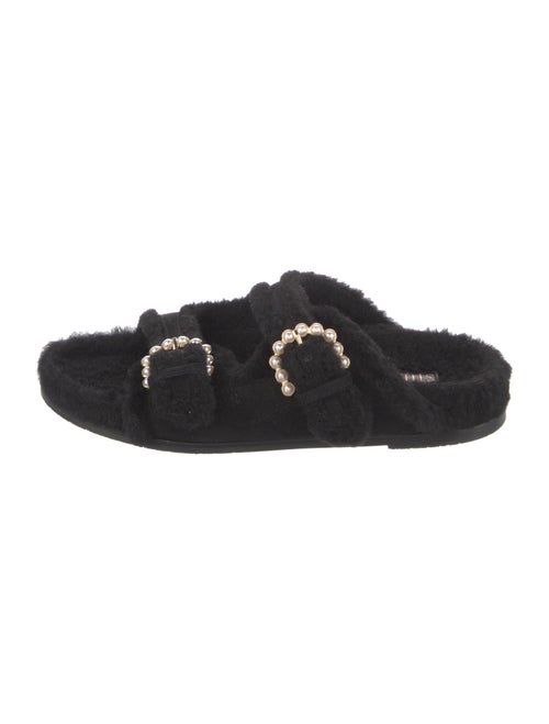 Stuart Weitzman Suede Beaded Accents Slides