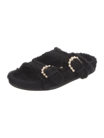 Stuart Weitzman Suede Beaded Accents Slides
