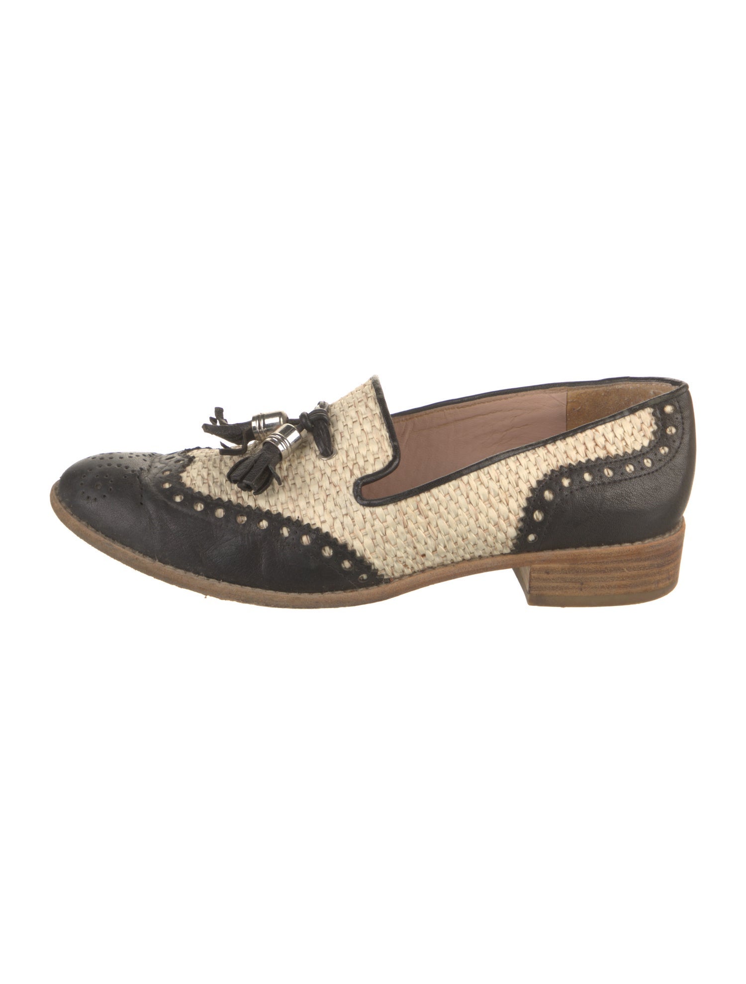 Stuart Weitzman Leather Colorblock Pattern Loafers