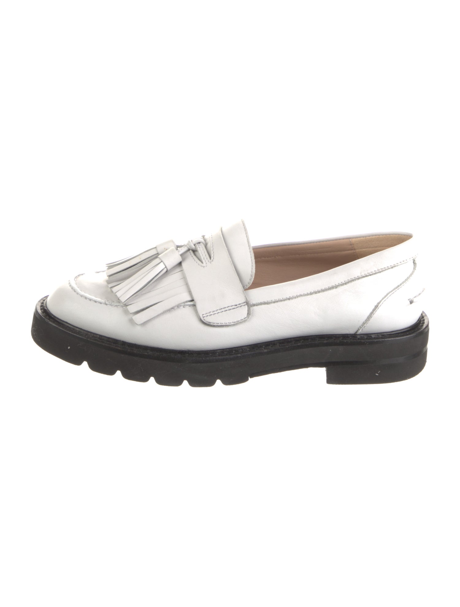 Stuart Weitzman Leather Tassel Accents Loafers