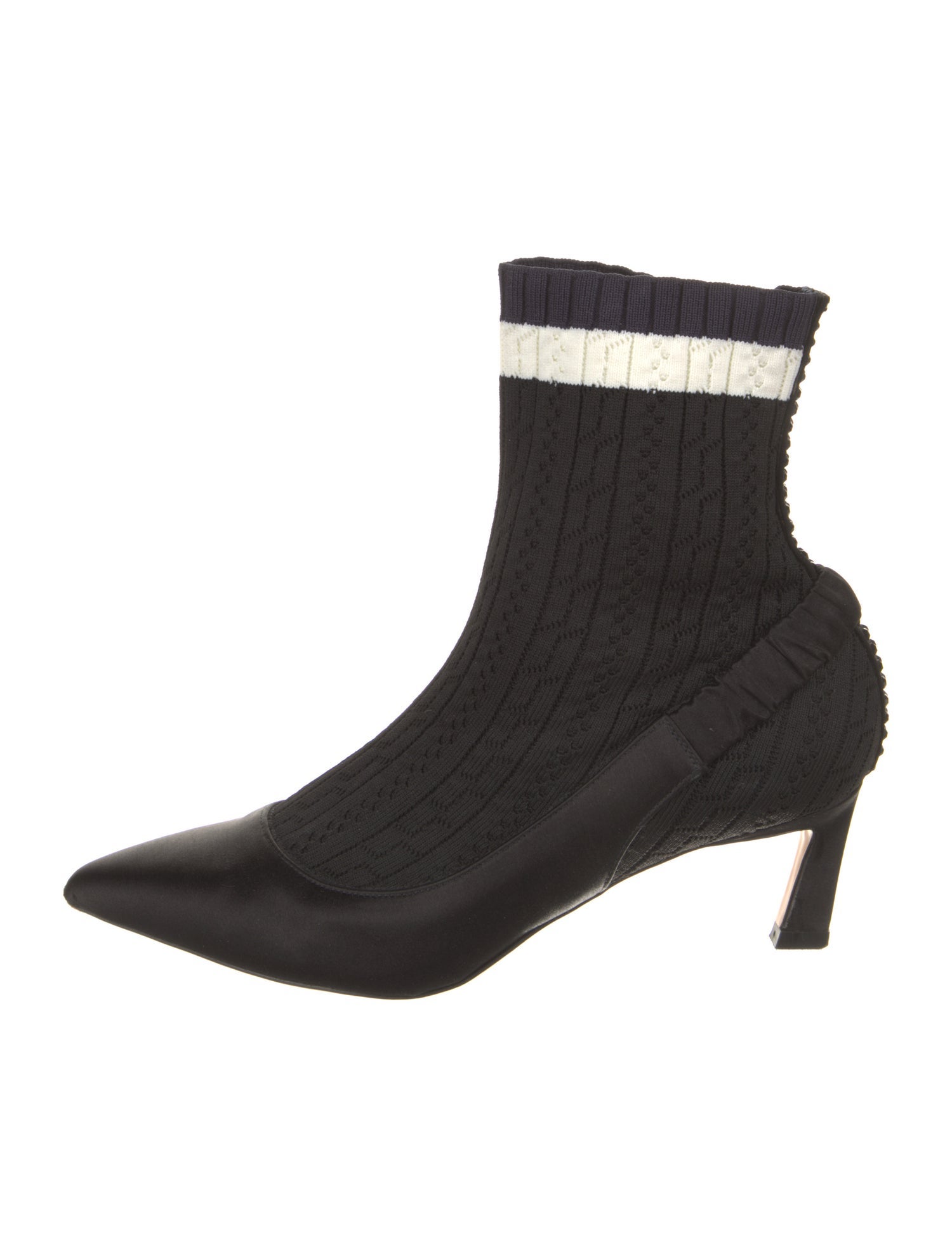 Stuart Weitzman Satin Striped Sock Boots