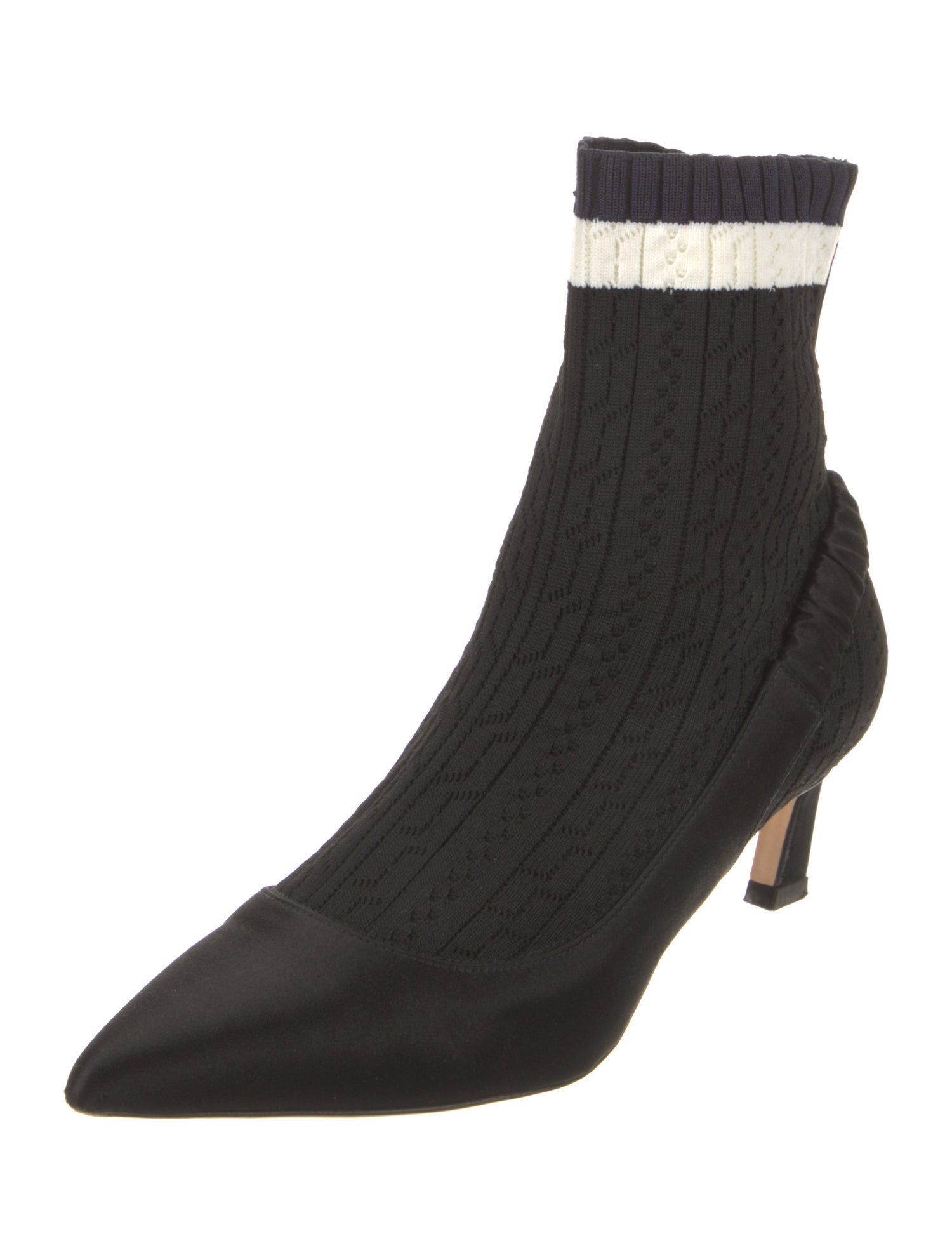 Stuart Weitzman Satin Striped Sock Boots