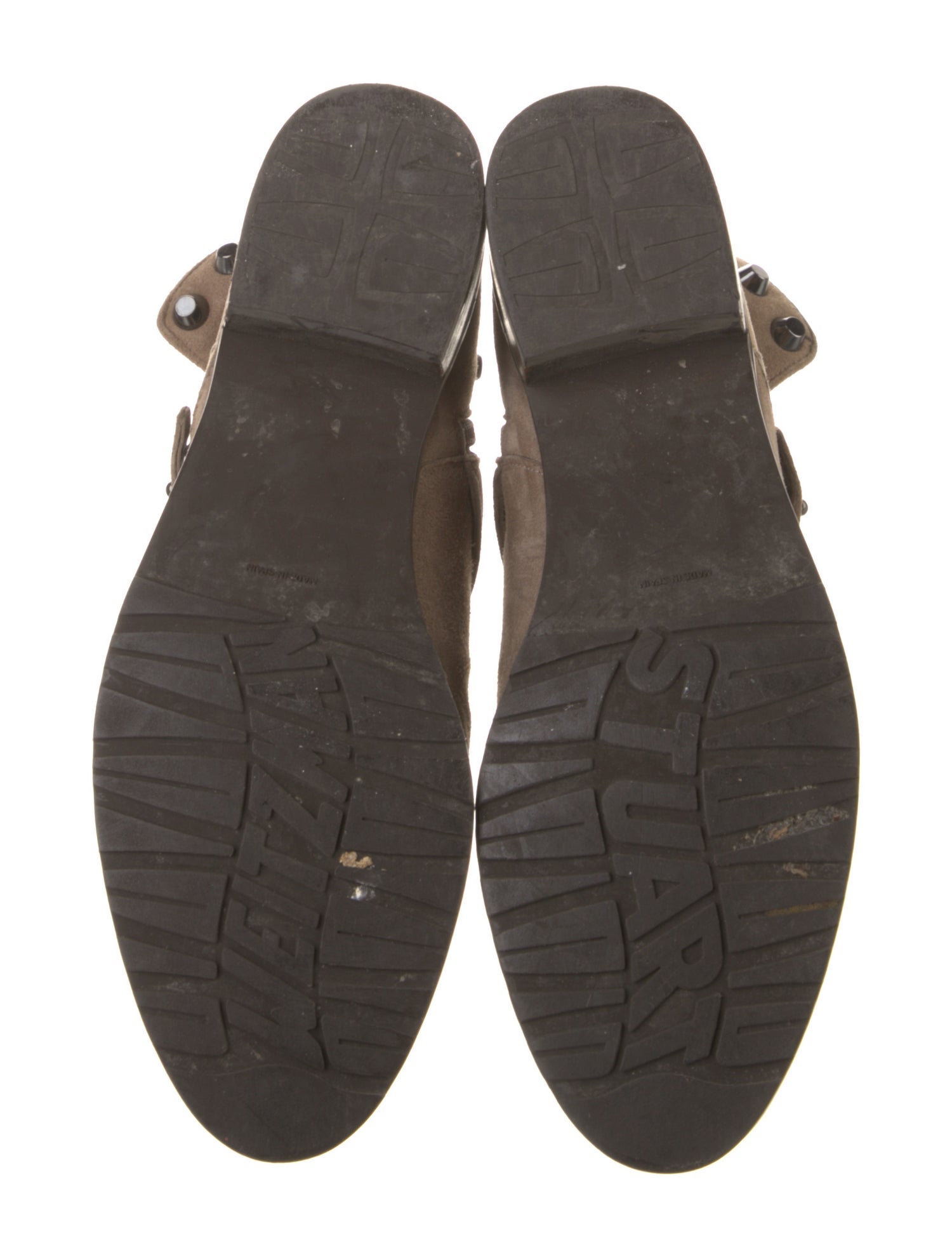 Stuart Weitzman Suede Studded Accents Moto Boots