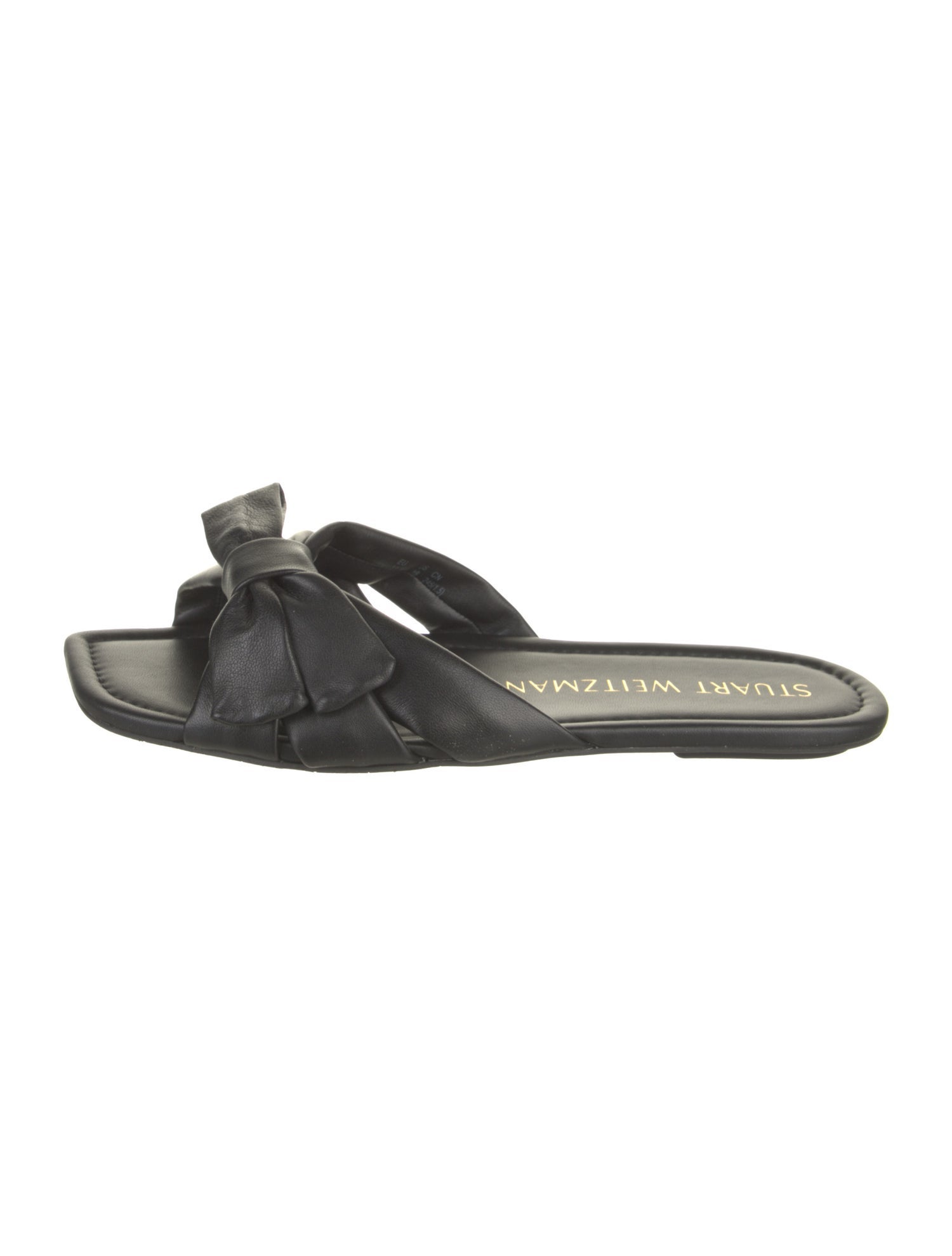 Stuart Weitzman Leather Bow Accents Slides