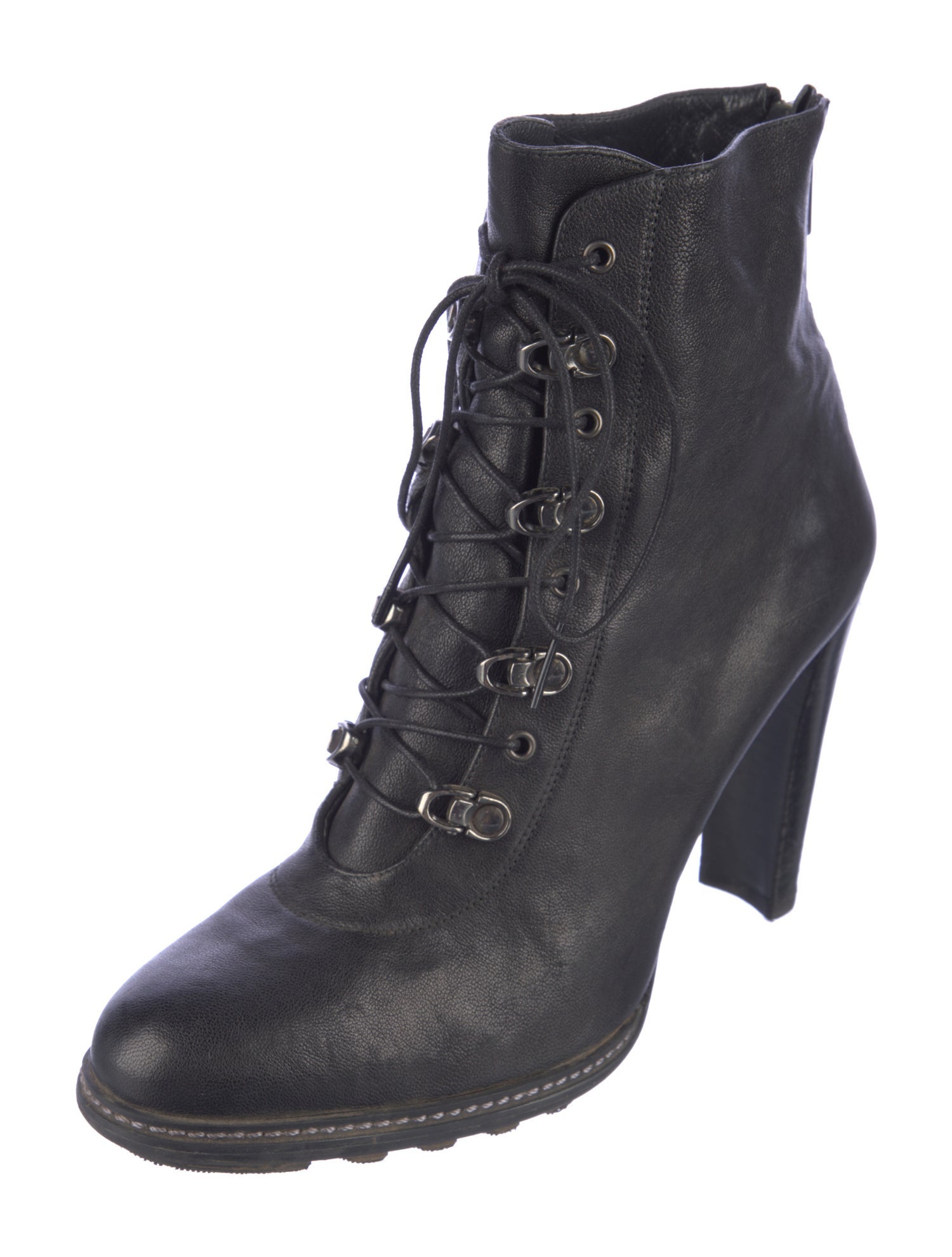 Stuart Weitzman Leather Lace-Up Boots