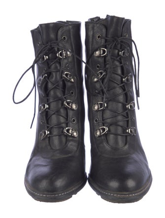 Stuart Weitzman Leather Lace-Up Boots