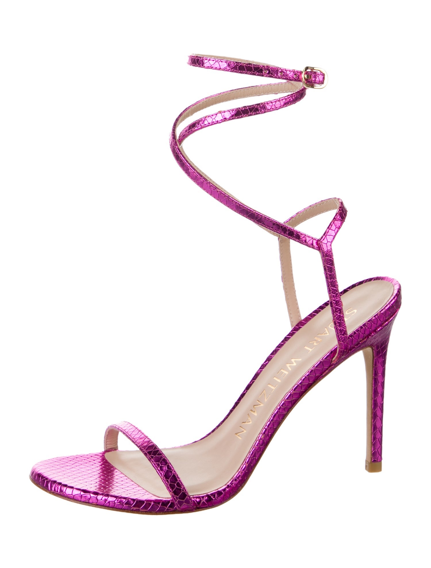Stuart Weitzman Embossed Leather Sandals