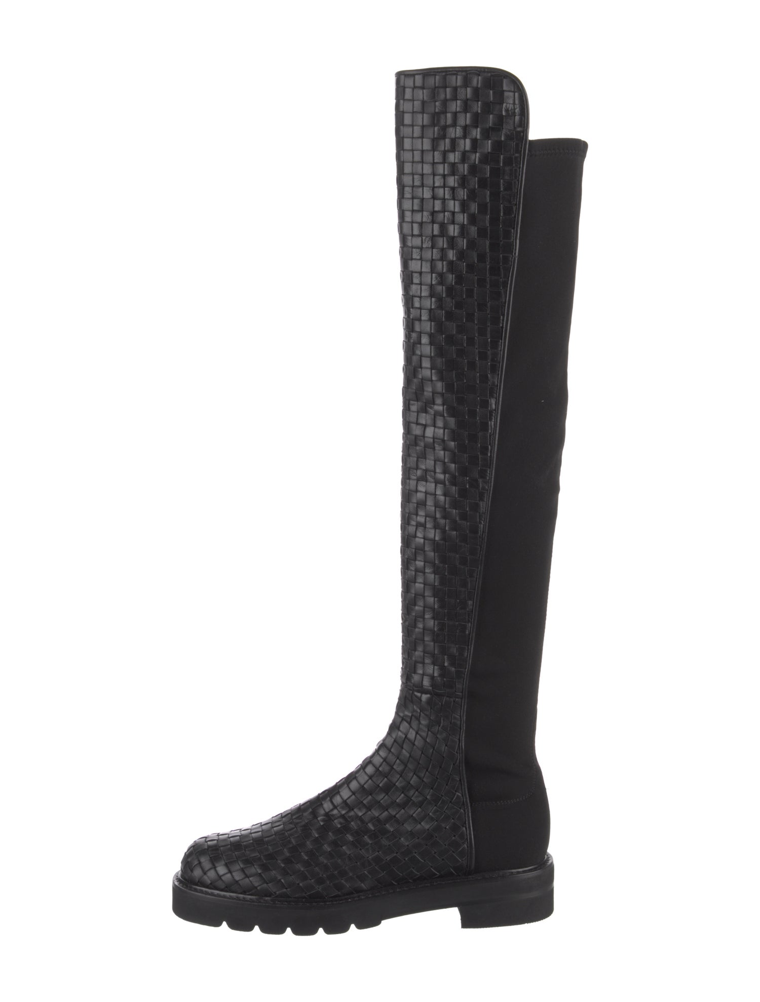 Stuart Weitzman Leather Braided Accents Sock Boots