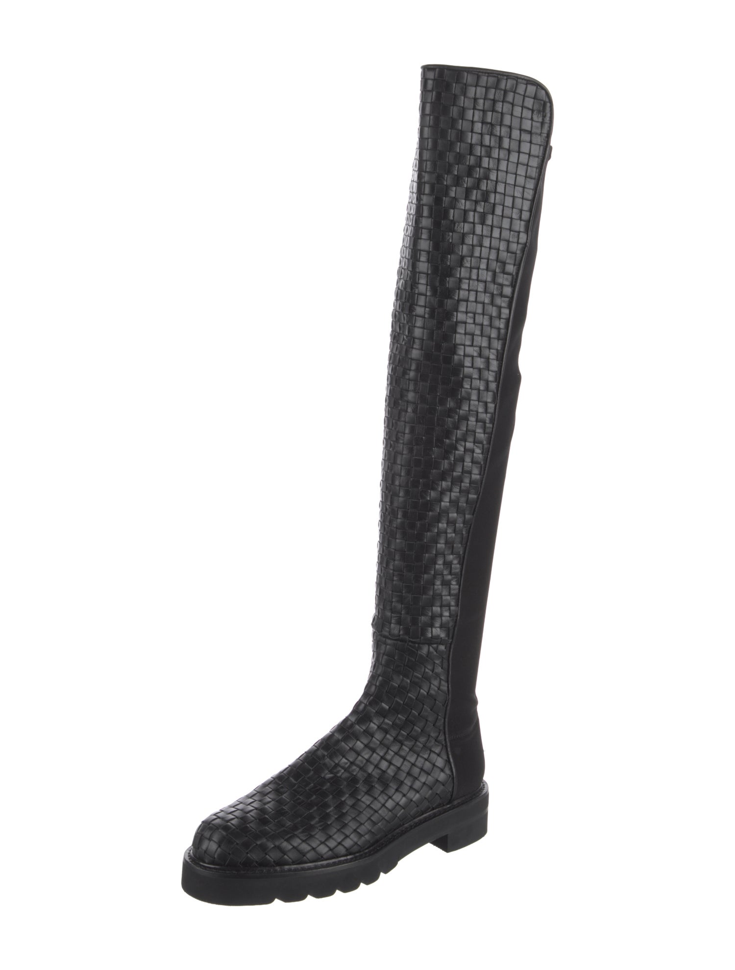 Stuart Weitzman Leather Braided Accents Sock Boots